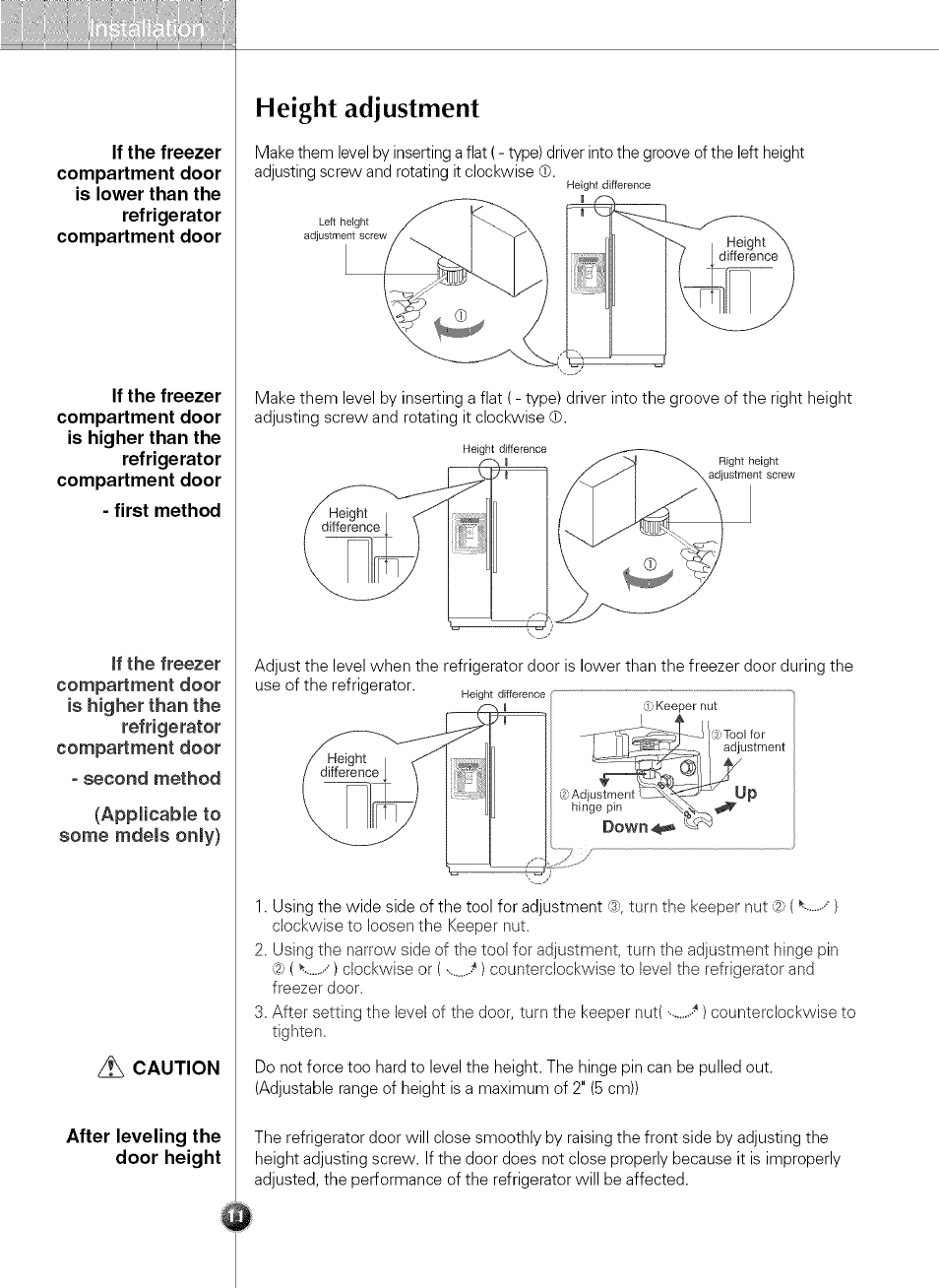 Height adjustment | LG LSC 21943ST User Manual | Page 11 / 31