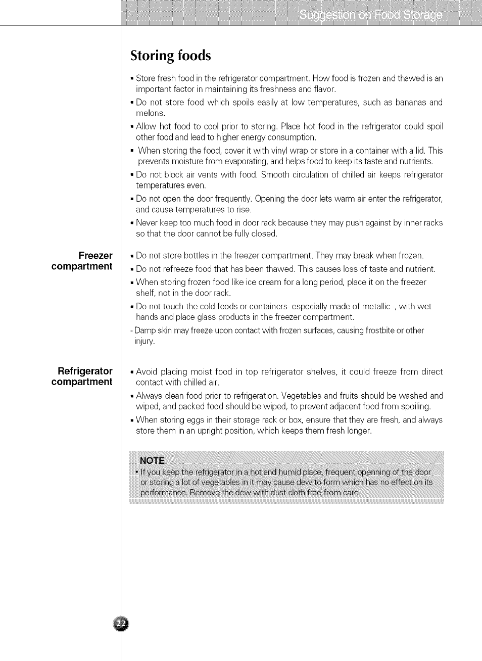 Storing foods | LG LSC 21943ST User Manual | Page 22 / 31