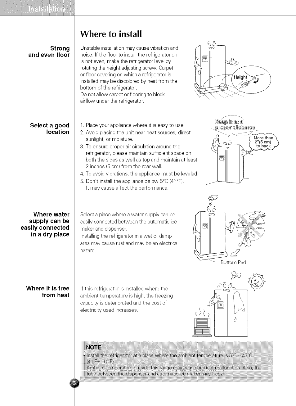 Where to install | LG LSC 21943ST User Manual | Page 5 / 31