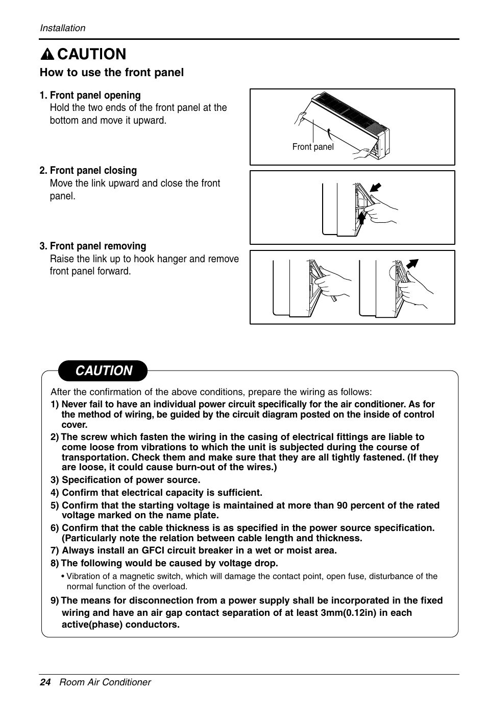 Caution | LG 3828A30087S User Manual | Page 24 / 33