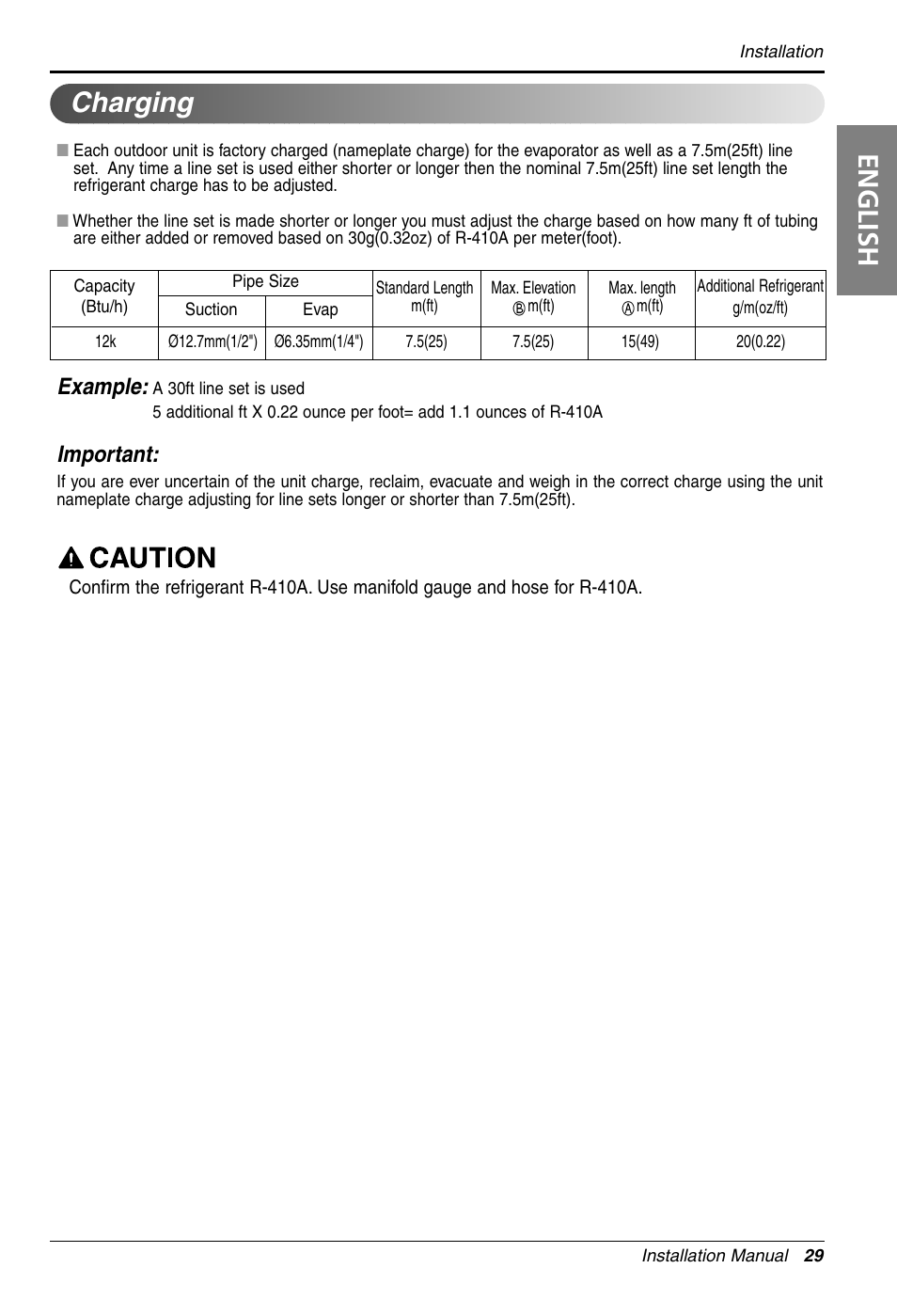 English, Charging, Example | Important | LG 3828A30087S User Manual | Page 29 / 33
