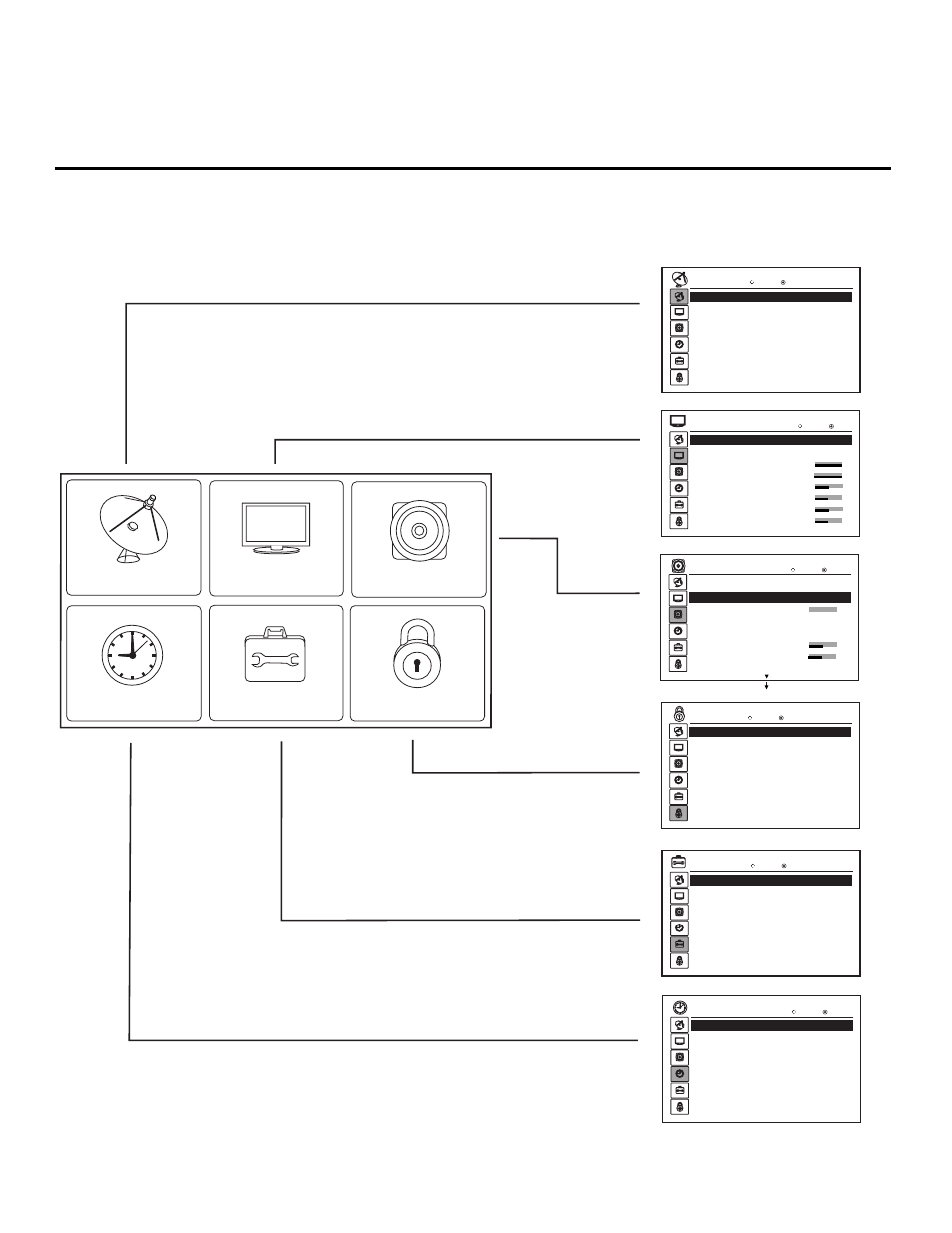 Basic tv features setup, Channel picture audio time option lock | LG 26-3DCH-UA User Manual | Page 17 / 52