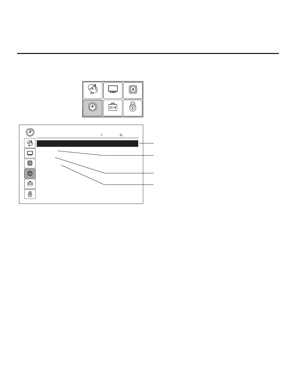 Time menu, Time menu navigation, The onscreen menus control the basic tv features | Time | LG 26-3DCH-UA User Manual | Page 21 / 52