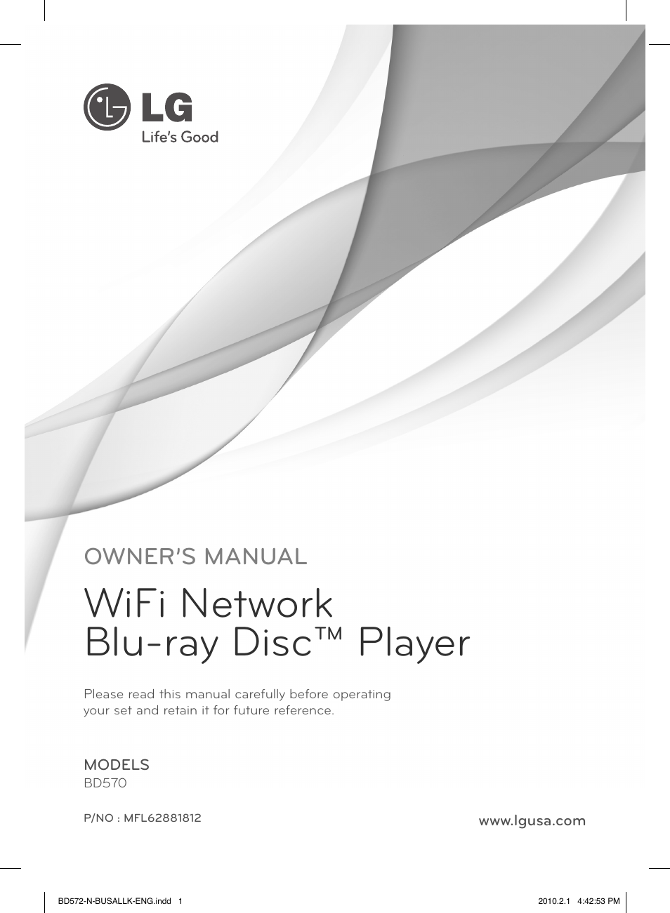 LG LASER SYSTEM - D??SC BD570 User Manual | 92 pages