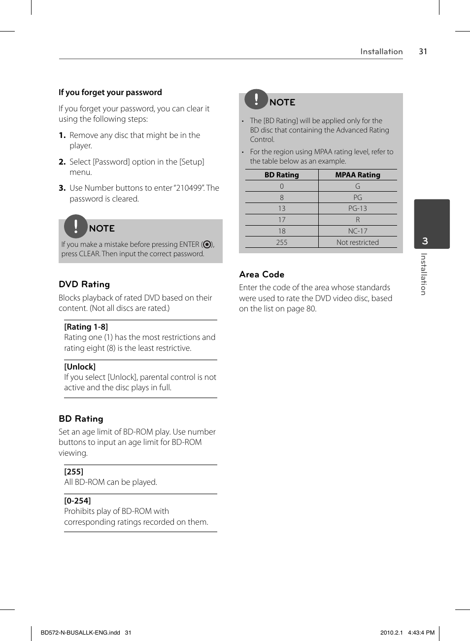 LG LASER SYSTEM - D??SC BD570 User Manual | Page 31 / 92