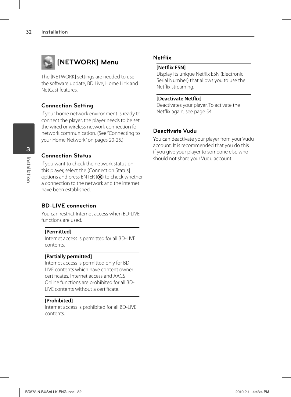 Network] menu | LG LASER SYSTEM - D??SC BD570 User Manual | Page 32 / 92