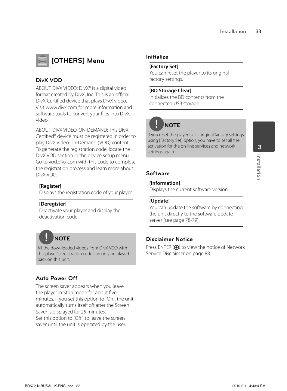 Others] menu | LG LASER SYSTEM - D??SC BD570 User Manual | Page 33 / 92