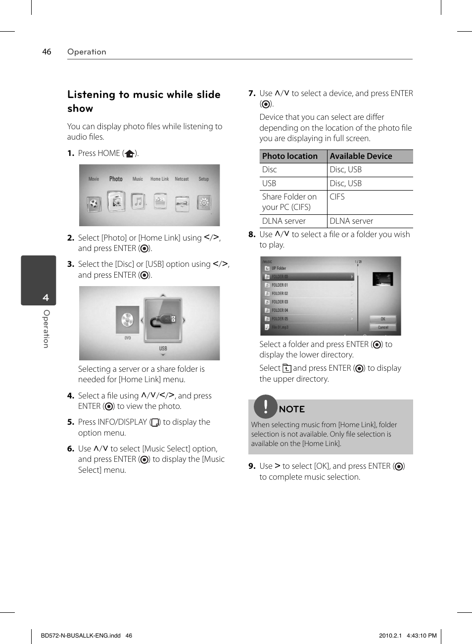Listening to music while slide show | LG LASER SYSTEM - D??SC BD570 User Manual | Page 46 / 92