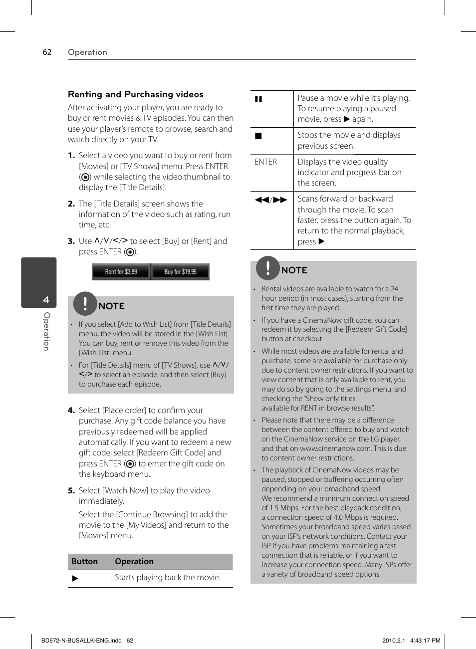 LG LASER SYSTEM - D??SC BD570 User Manual | Page 62 / 92