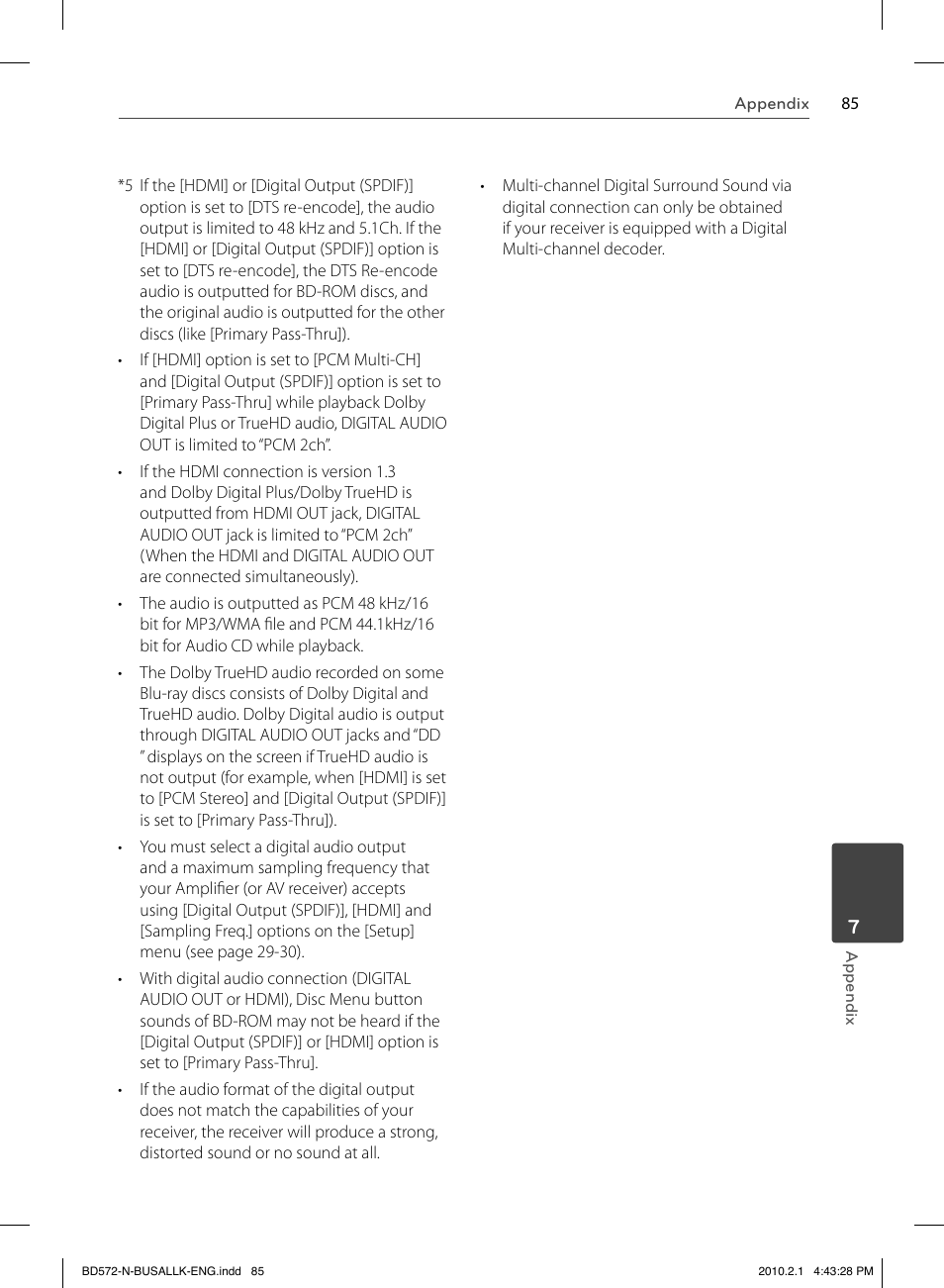 LG LASER SYSTEM - D??SC BD570 User Manual | Page 85 / 92