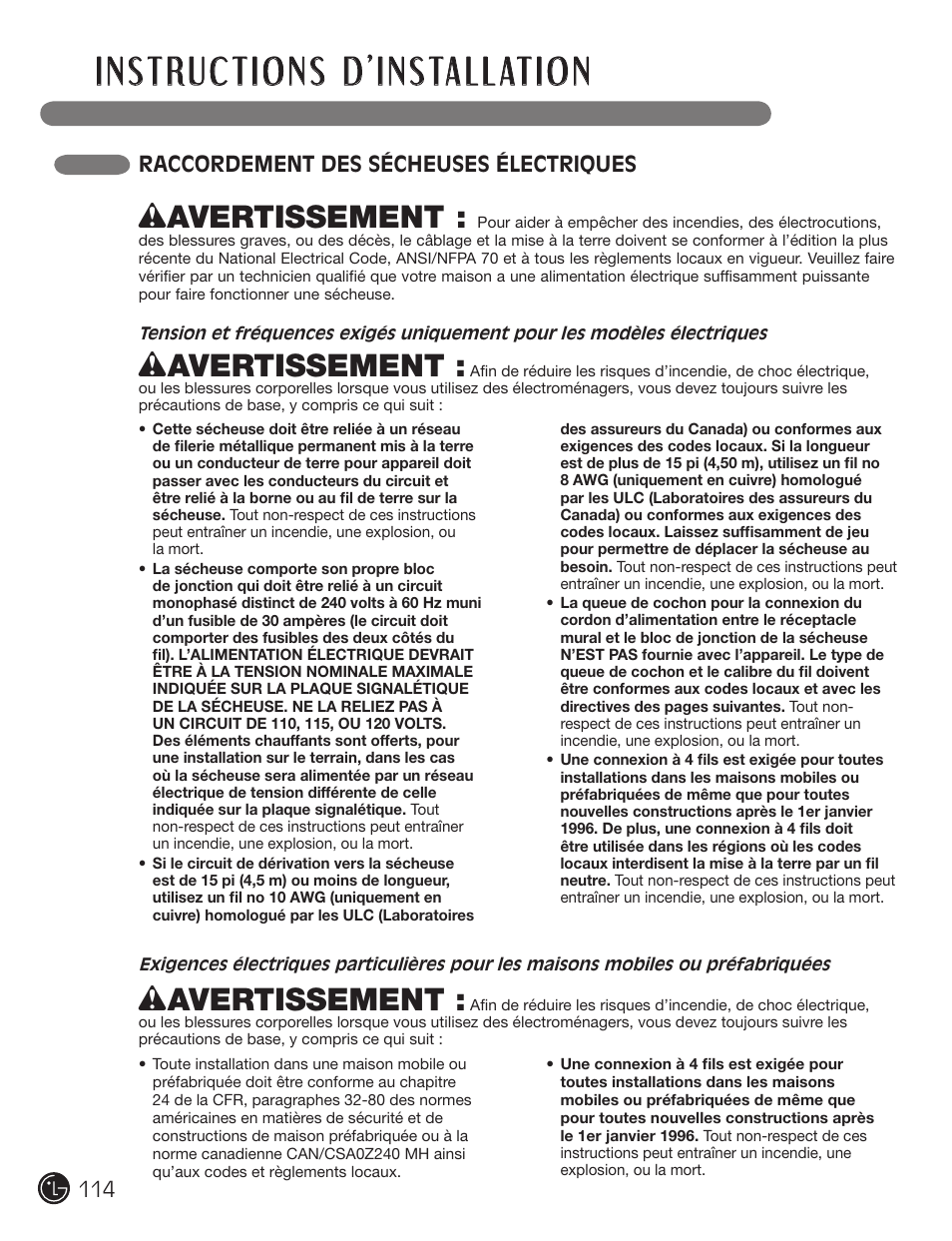 Wavertissement | LG DX0002TM User Manual | Page 114 / 144