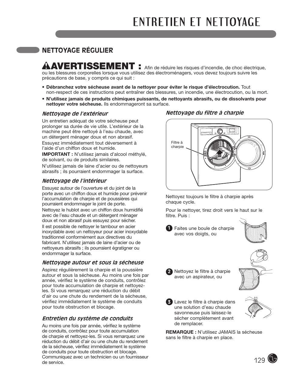 Wavertissement | LG DX0002TM User Manual | Page 129 / 144