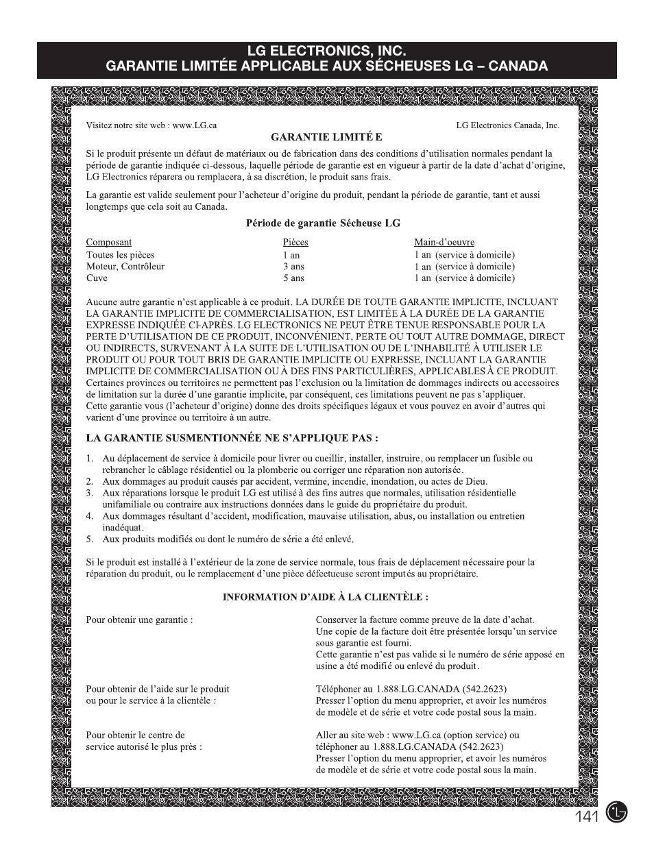 LG DX0002TM User Manual | Page 141 / 144