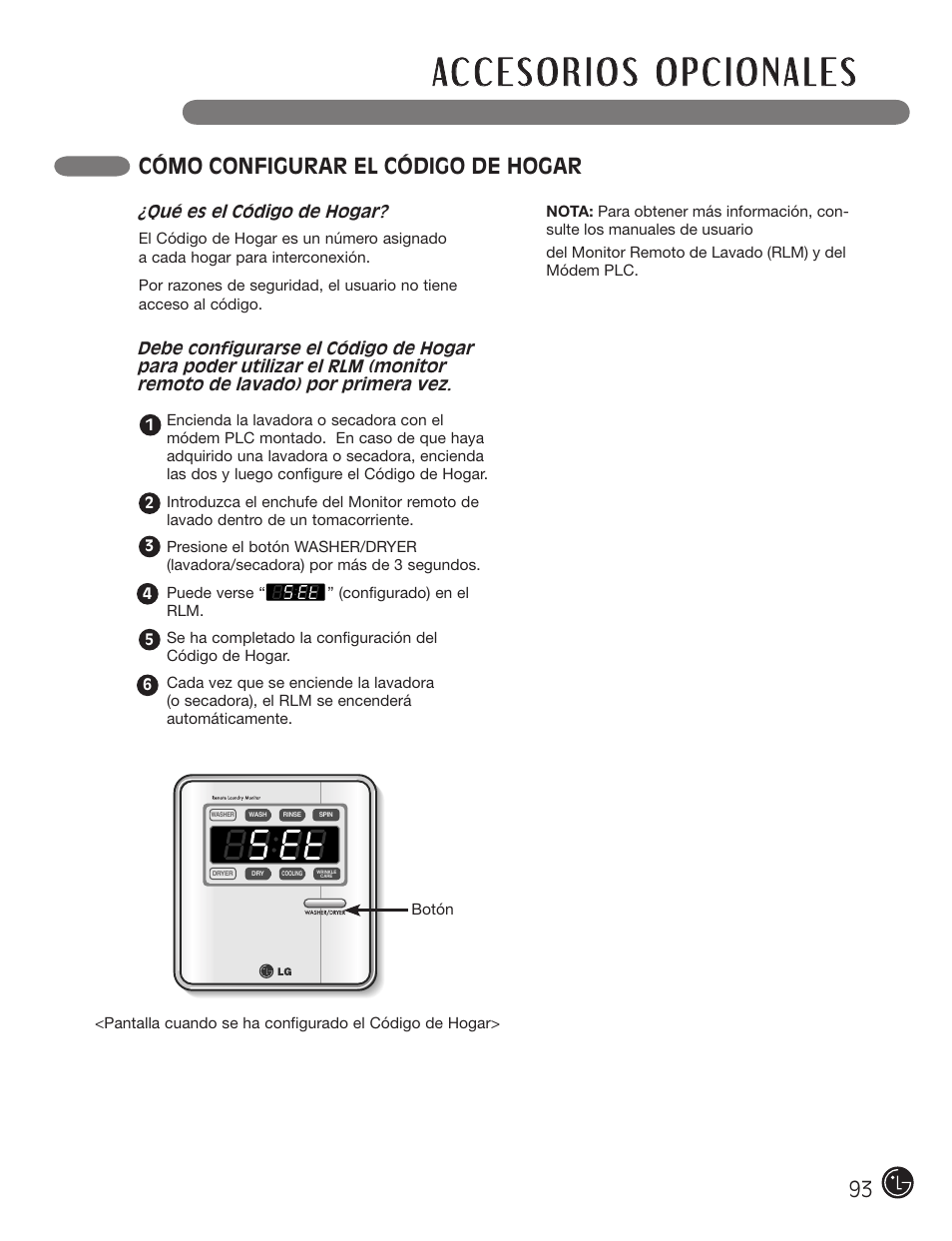 Cómo configurar el código de hogar | LG DX0002TM User Manual | Page 93 / 144