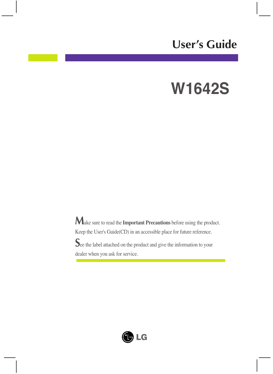LG W1642S User Manual | 23 pages