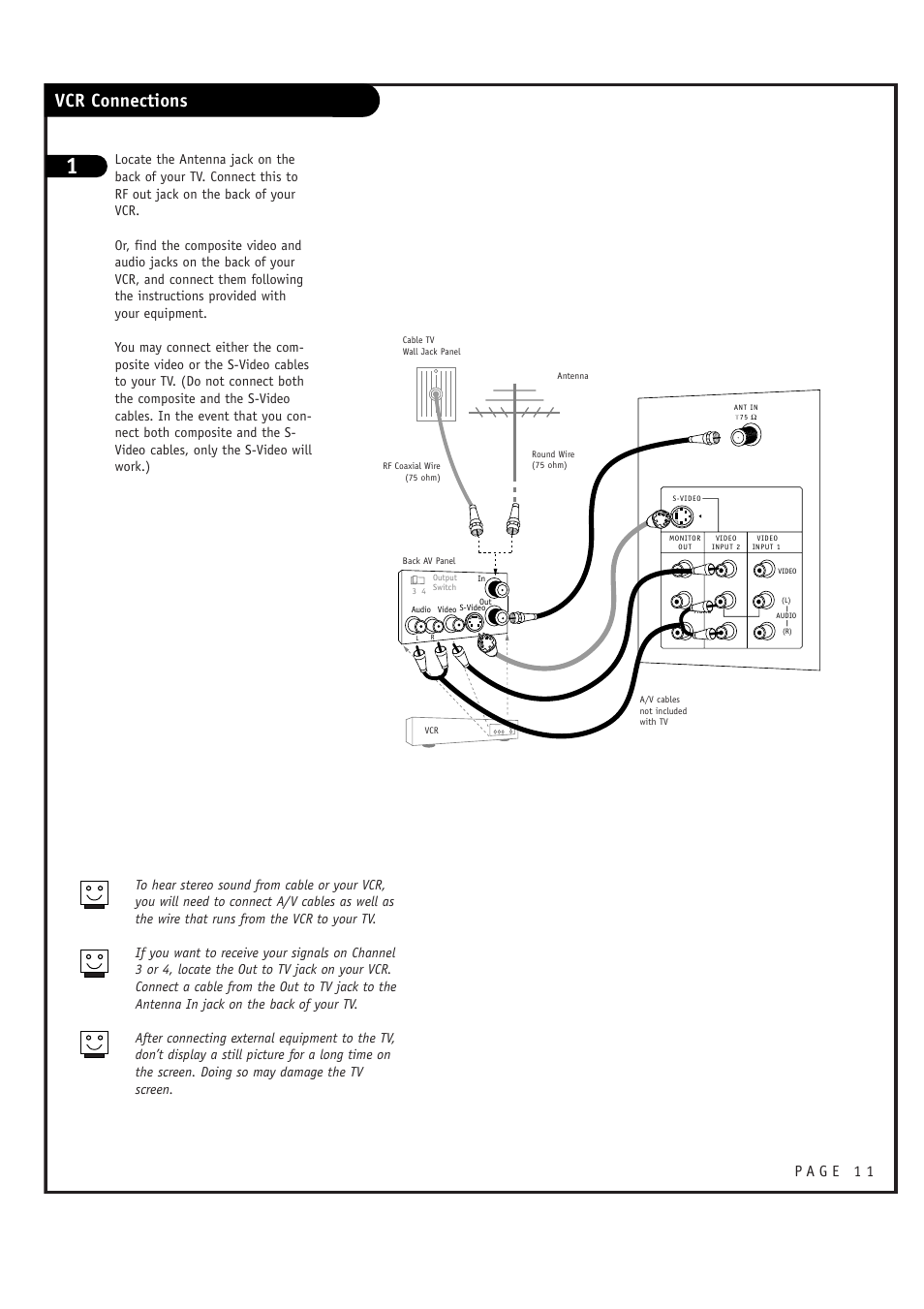 Vcr connections | LG RU-44SZ63D User Manual | Page 11 / 60