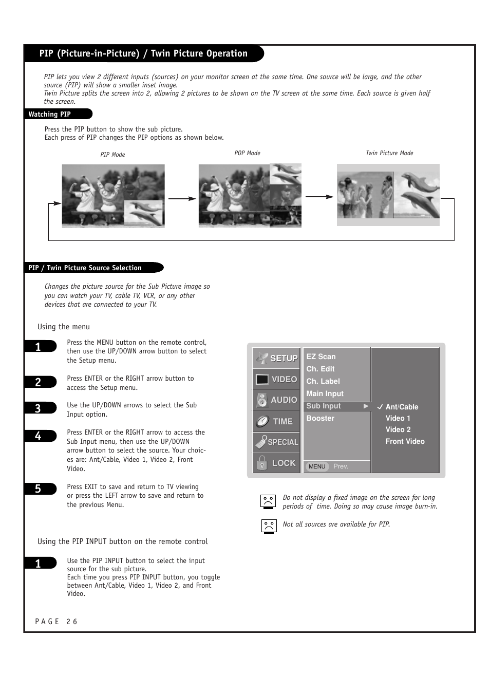 Pip (picture-in-picture) / twin picture operation | LG RU-44SZ63D User Manual | Page 26 / 60