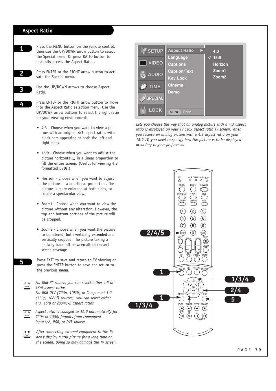 Aspect ratio | LG RU-44SZ63D User Manual | Page 39 / 60