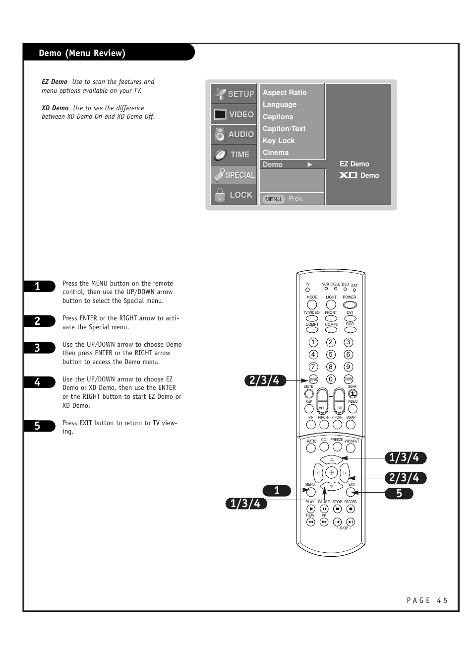 Demo (menu review) | LG RU-44SZ63D User Manual | Page 45 / 60