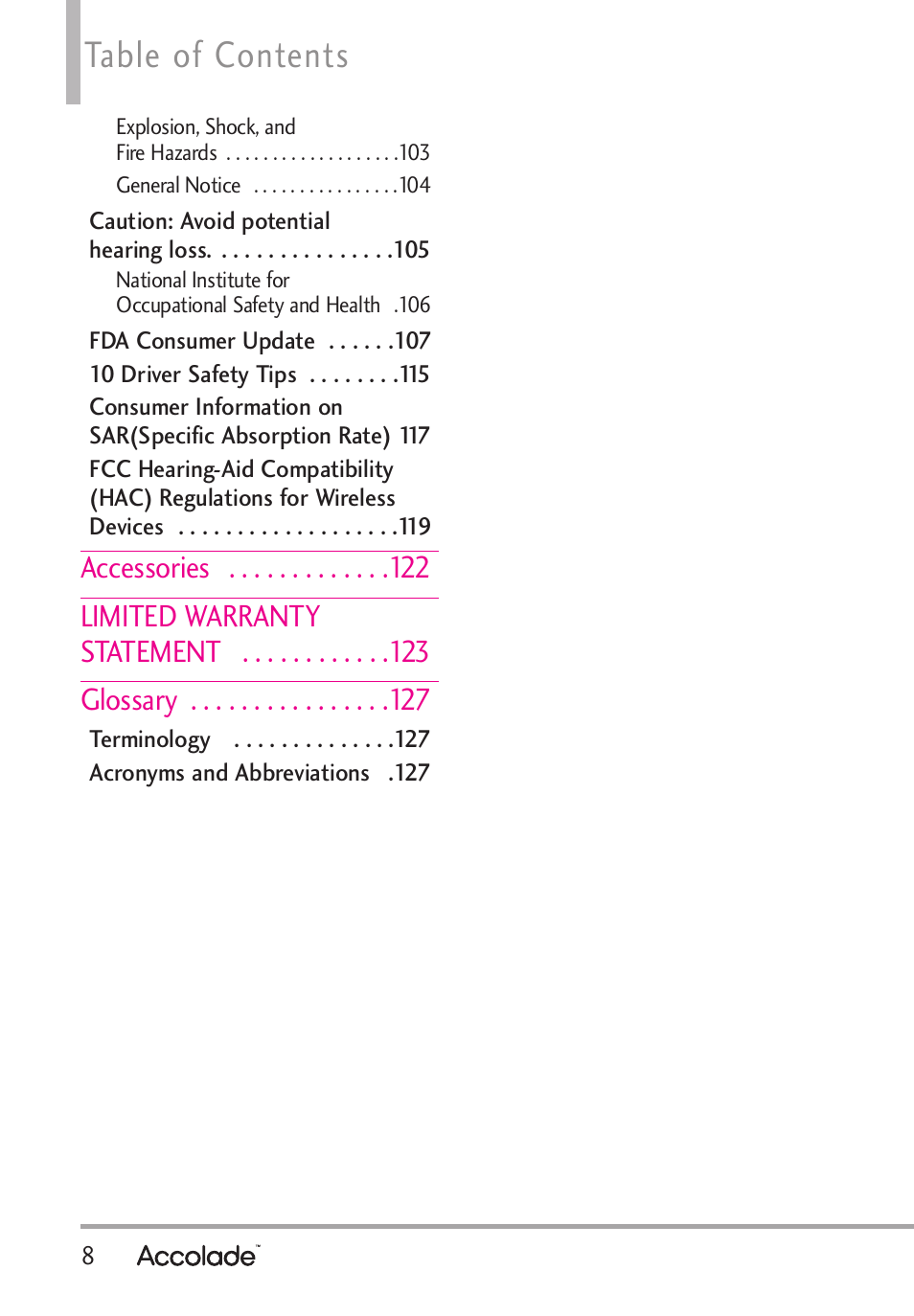 LG Accolade User Manual | Page 10 / 133