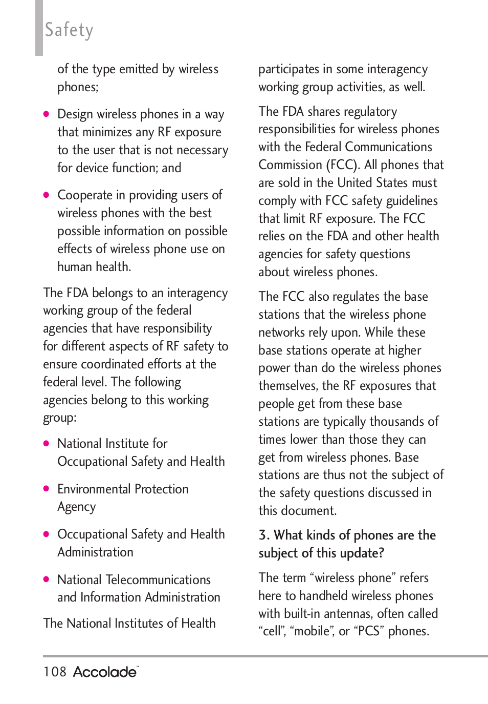 Safety | LG Accolade User Manual | Page 110 / 133