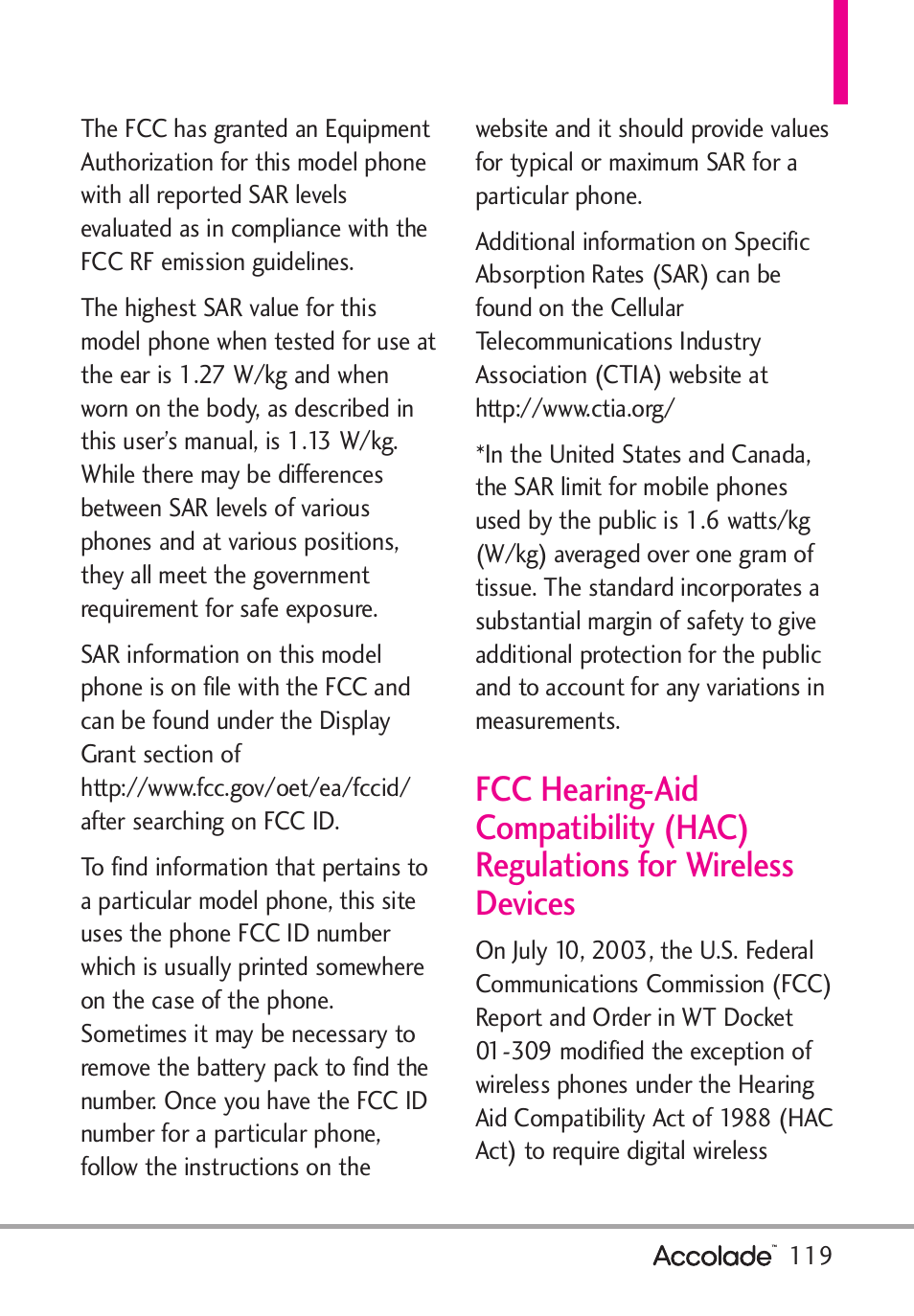 LG Accolade User Manual | Page 121 / 133