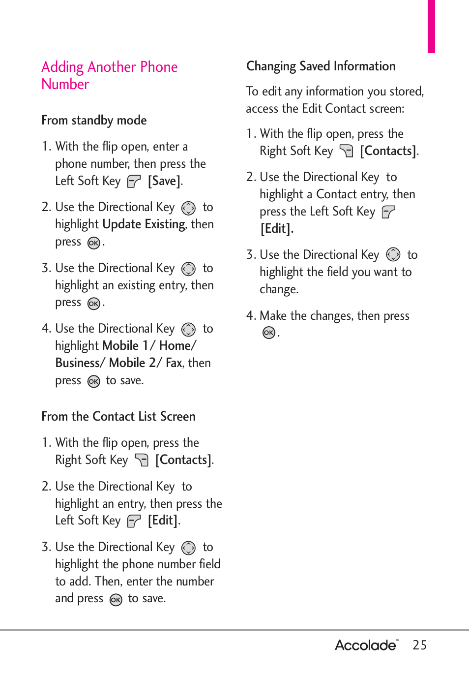 Adding another phone number | LG Accolade User Manual | Page 27 / 133