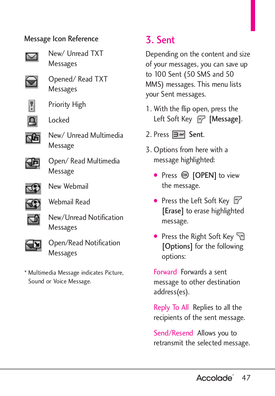 Sent | LG Accolade User Manual | Page 49 / 133