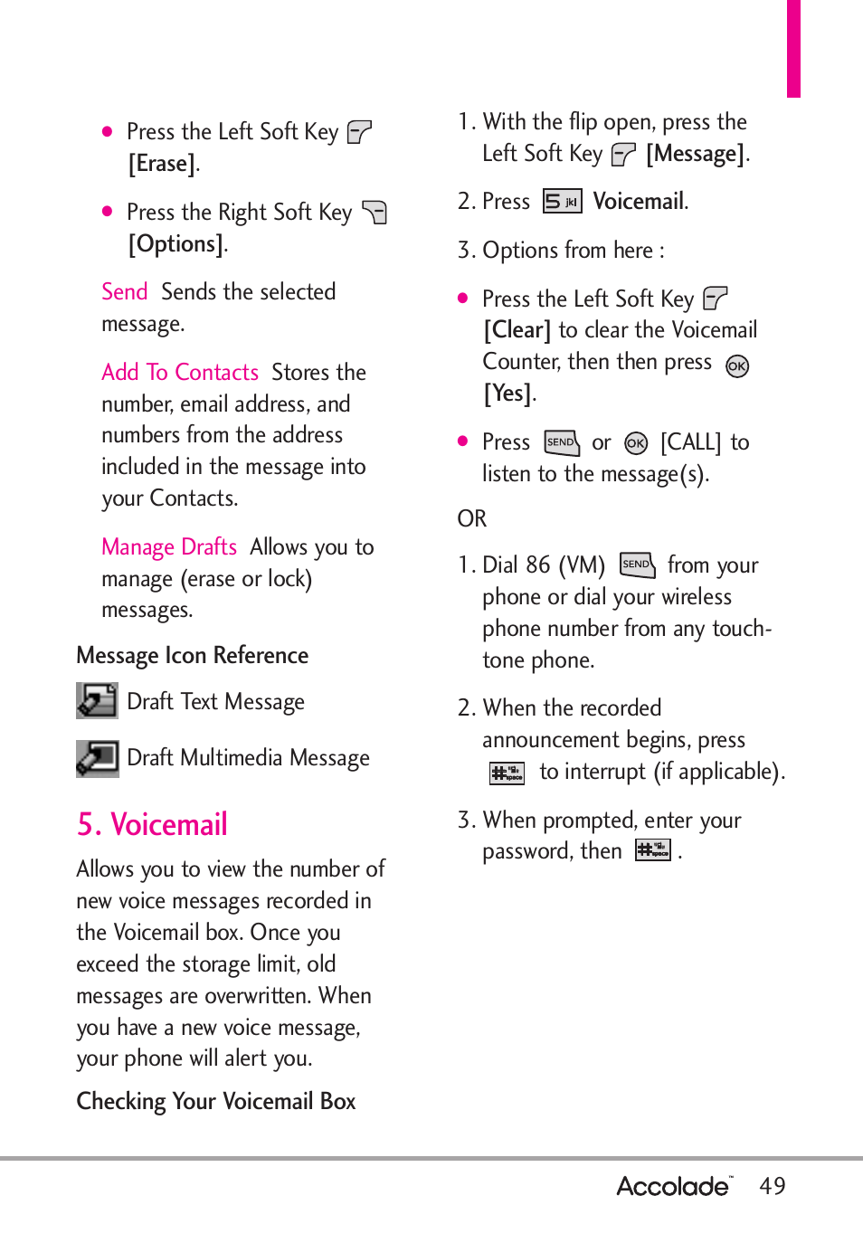 Voicemail | LG Accolade User Manual | Page 51 / 133