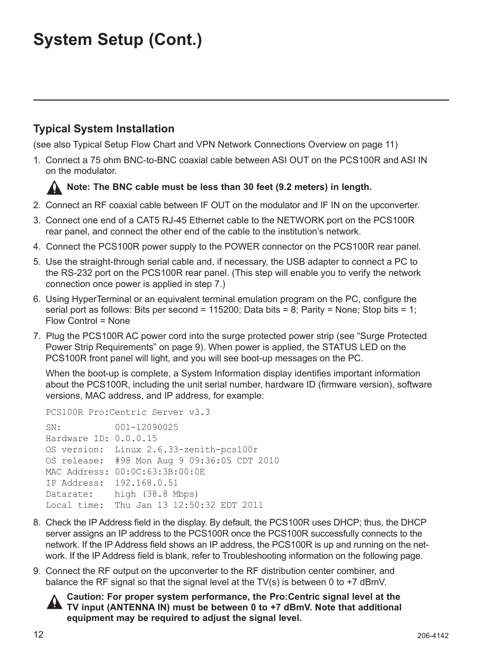 System setup (cont.) | LG PCS100R User Manual | Page 12 / 16