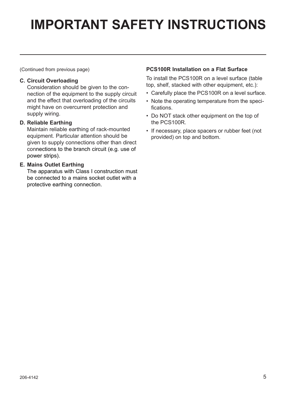 Important safety instructions | LG PCS100R User Manual | Page 5 / 16