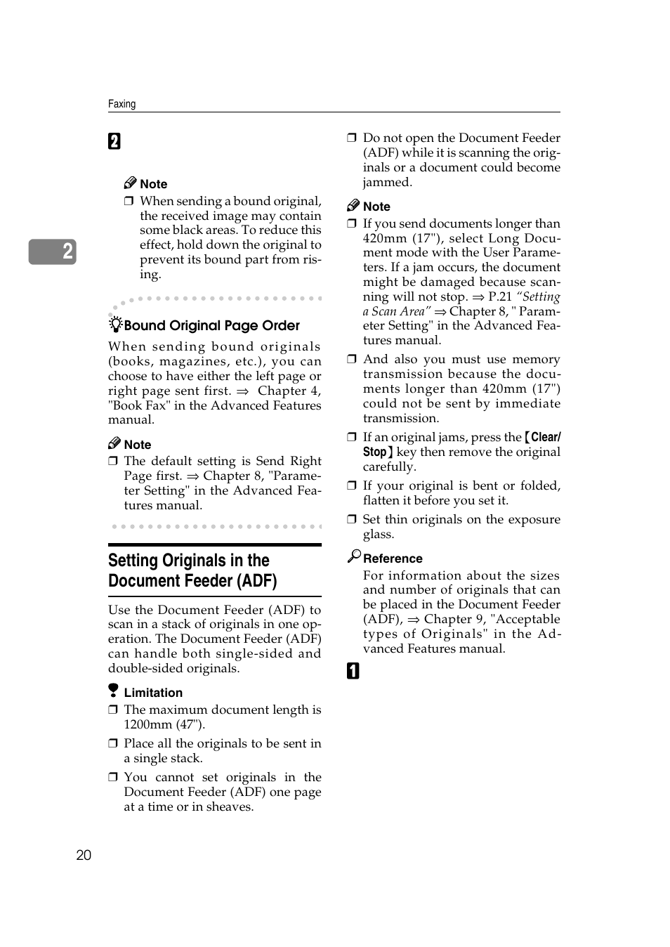 Setting originals in the document feeder (adf) | LG Option Type 1045 User Manual | Page 28 / 89