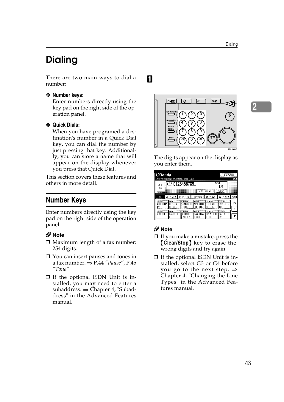 Dialing, Number keys, 2dialing | LG Option Type 1045 User Manual | Page 51 / 89
