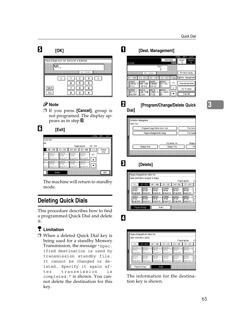 Deleting quick dials | LG Option Type 1045 User Manual | Page 71 / 89