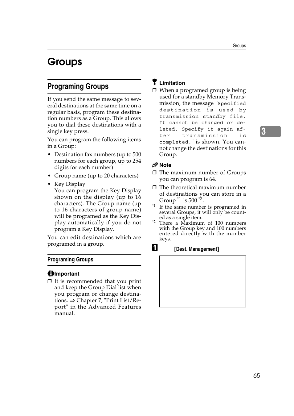 Groups, Programing groups, 3groups | LG Option Type 1045 User Manual | Page 73 / 89