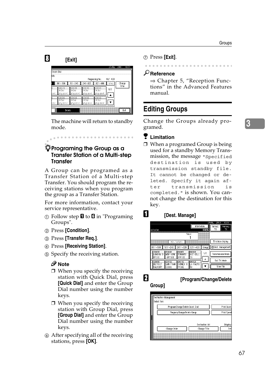 Editing groups | LG Option Type 1045 User Manual | Page 75 / 89