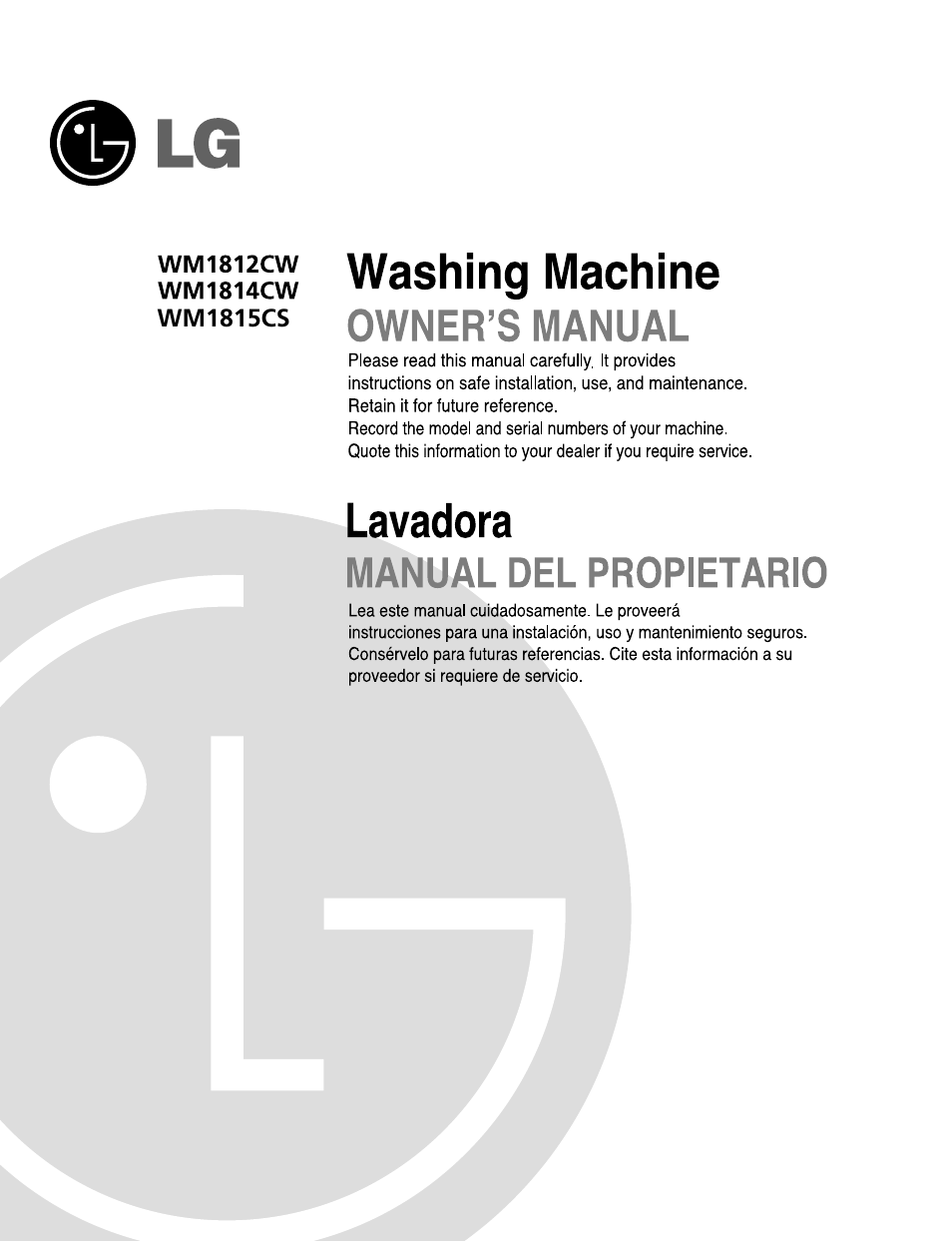 LG WM1815CS User Manual | 45 pages