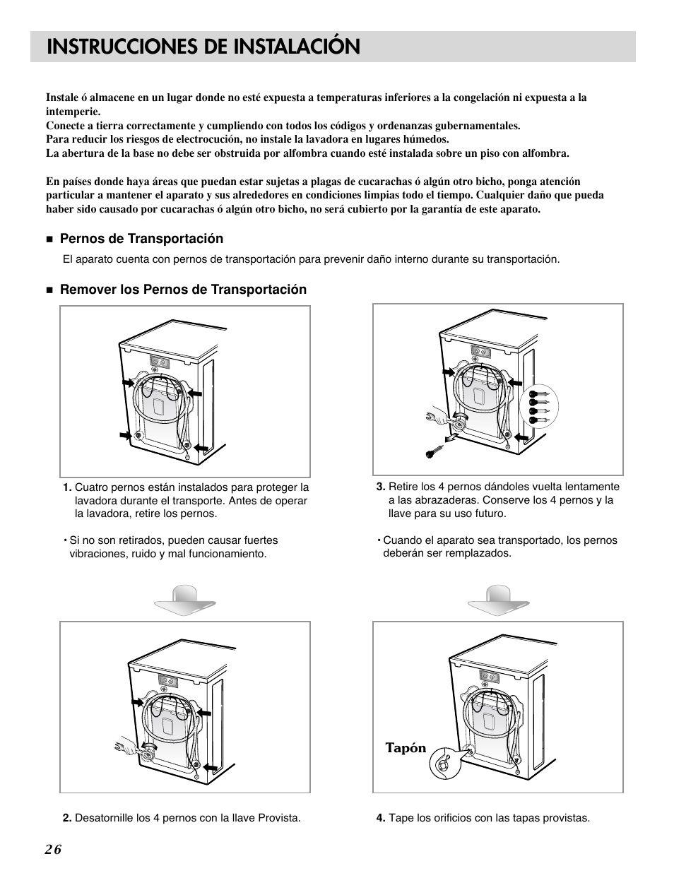 Instrucciones de instalación | LG WM1815CS User Manual | Page 27 / 45