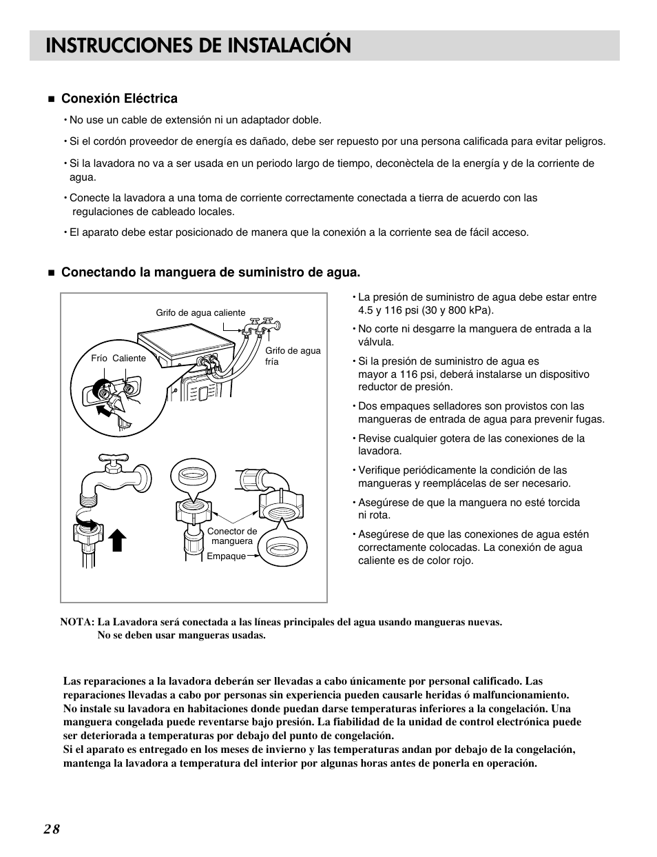 Instrucciones de instalación | LG WM1815CS User Manual | Page 29 / 45