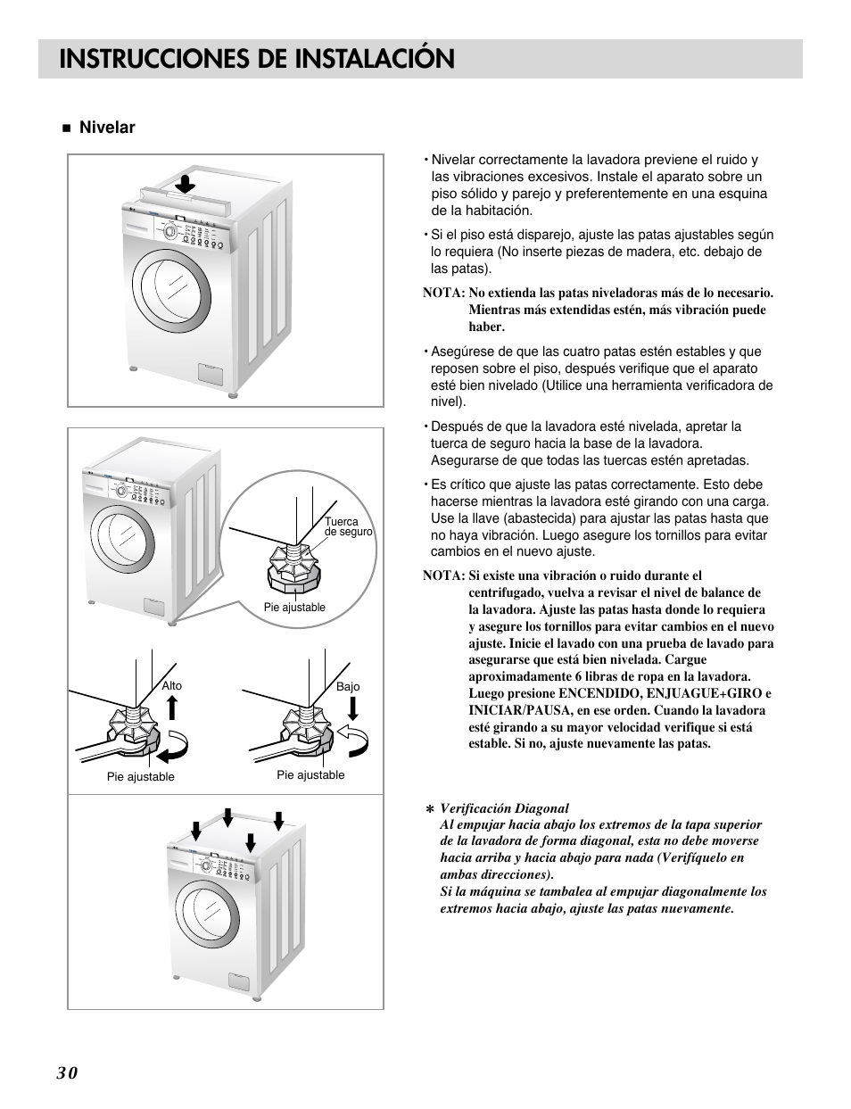 Instrucciones de instalación | LG WM1815CS User Manual | Page 31 / 45