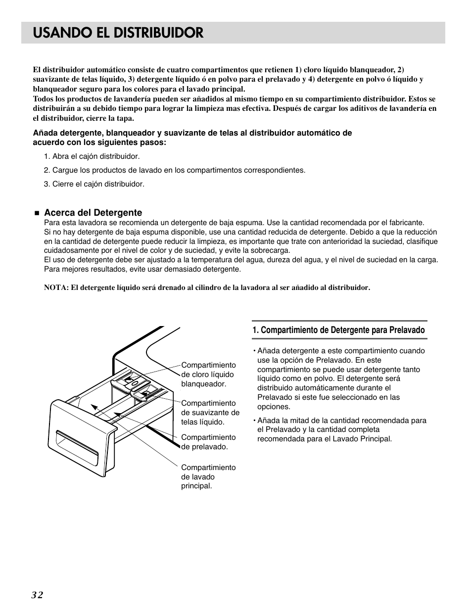 Usando el distribuidor | LG WM1815CS User Manual | Page 33 / 45