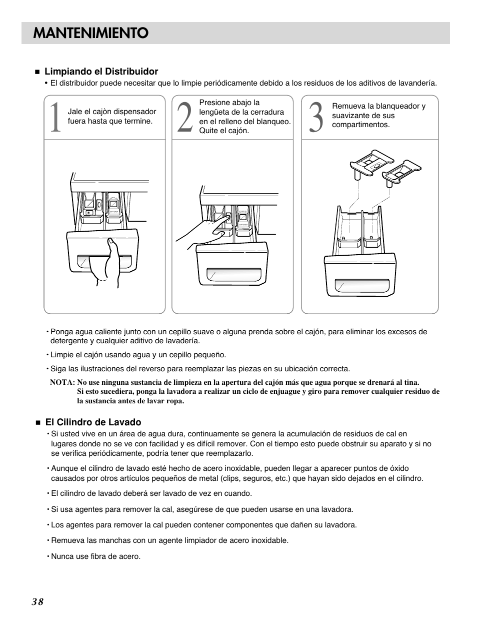 Mantenimiento | LG WM1815CS User Manual | Page 39 / 45