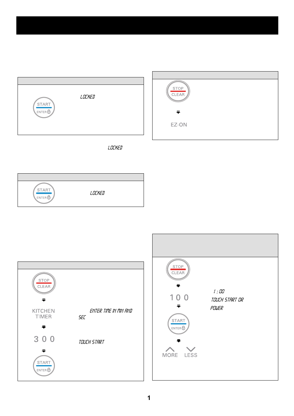 Using your microwave oven, Ez-on, Child lock | Kitchen timer, More/less | LG LPRM1270ST User Manual | Page 11 / 25