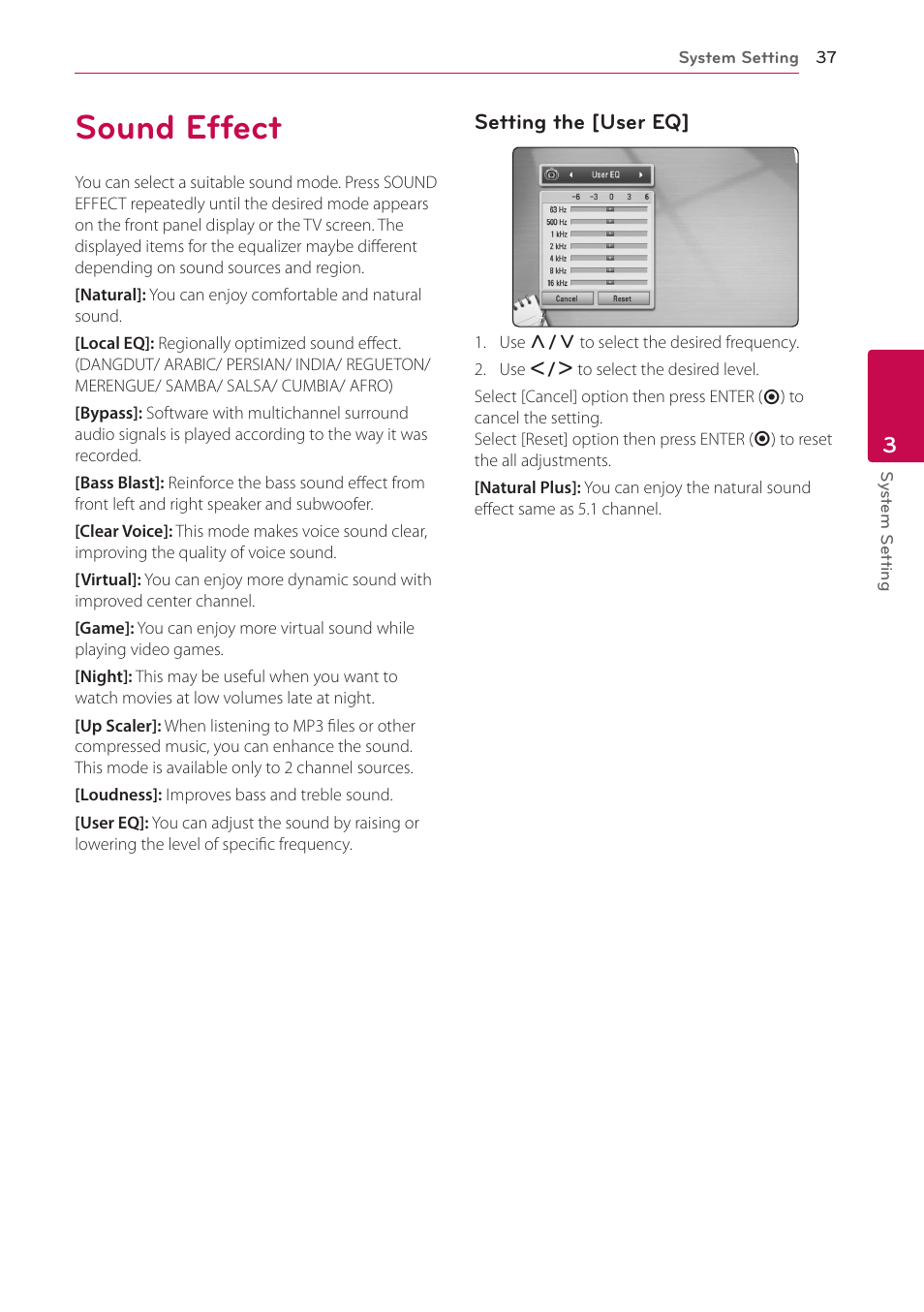 Sound effect, 37 sound effect | LG HB906TA User Manual | Page 37 / 72