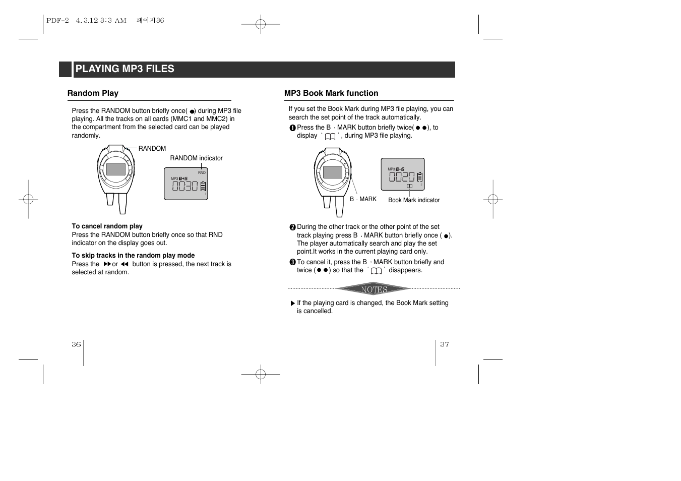 Playing mp3 files | LG MF-PD330 User Manual | Page 19 / 20