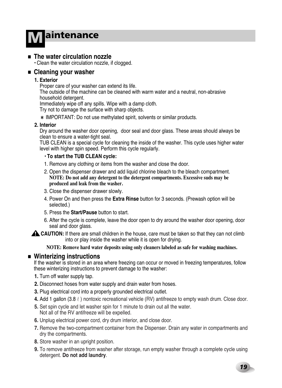 Aintenance | LG WD-10587BD User Manual | Page 19 / 48