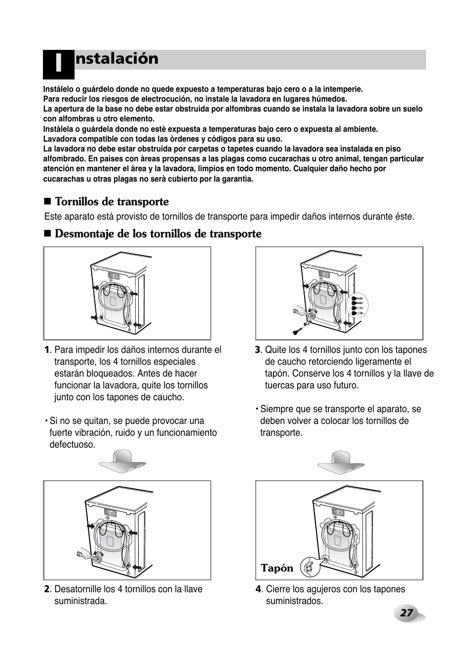 Nstalación | LG WD-10587BD User Manual | Page 27 / 48