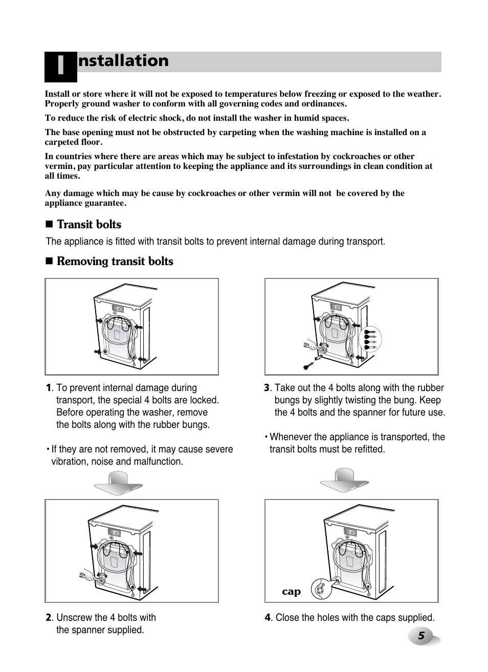 Nstallation | LG WD-10587BD User Manual | Page 5 / 48