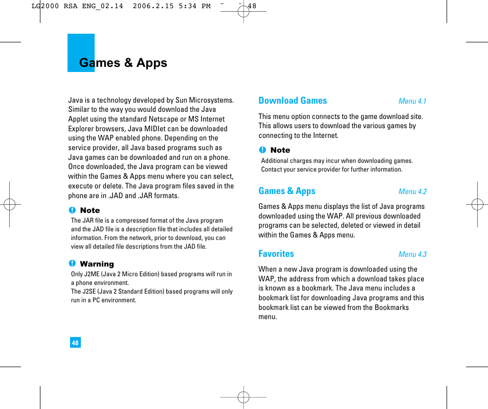 Games & apps | LG 2000 User Manual | Page 51 / 97