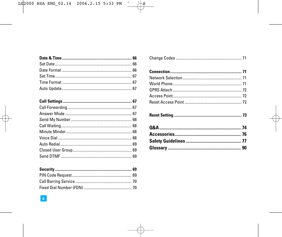 LG 2000 User Manual | Page 9 / 97